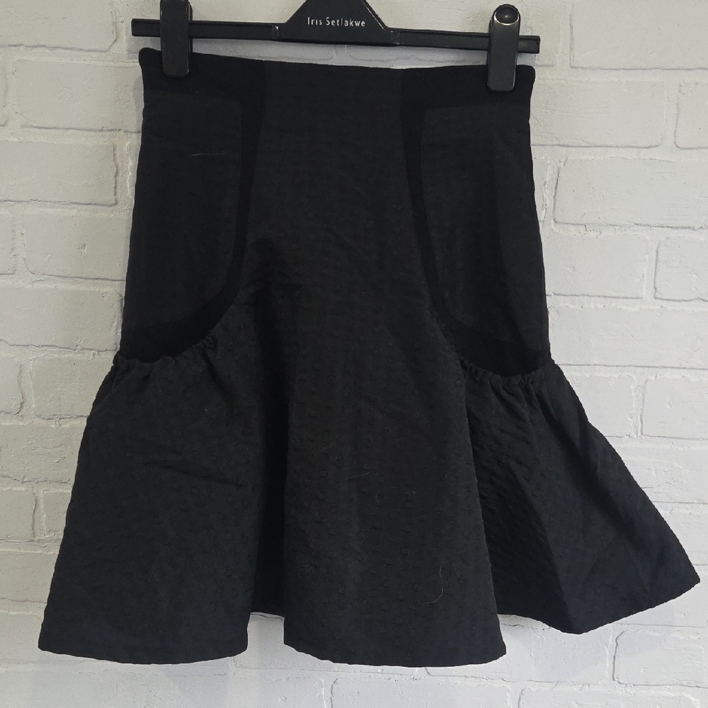 Diane Von Furstenberg Black Textured A-Line Skirt